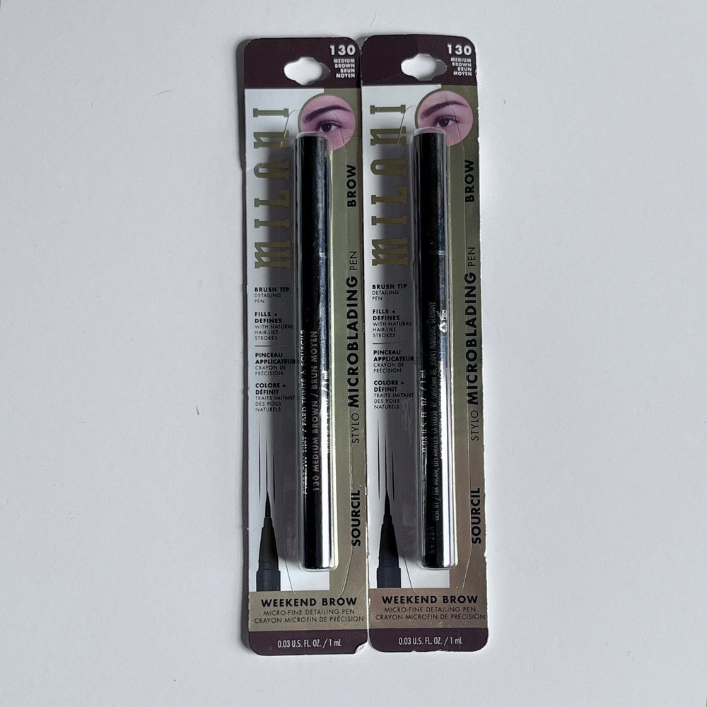 Milani Weekend Brow Eyebrow Tint Detailing Pen 2pk 130 Med Brown Micro-Fine Tip